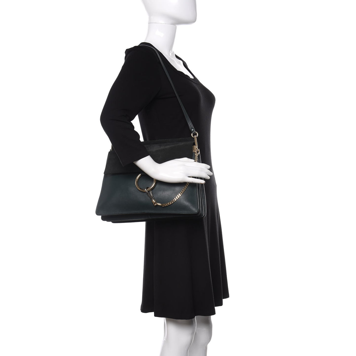 Suede Calfskin Medium Faye Shoulder Bag Intense Green