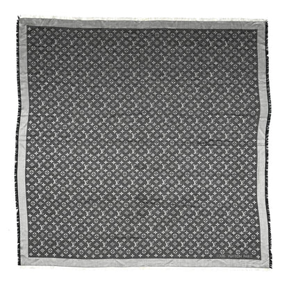 Louis Vuitton Silk Wool Monogram Denim Shawl Black 1 of 6