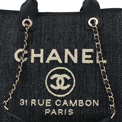 Chanel Denim Small Deauville Tote Dark Blue White 9 of 12
