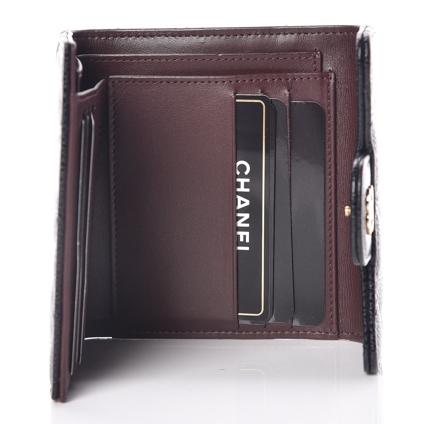 Caviar Quilted Compact Flap Wallet Black