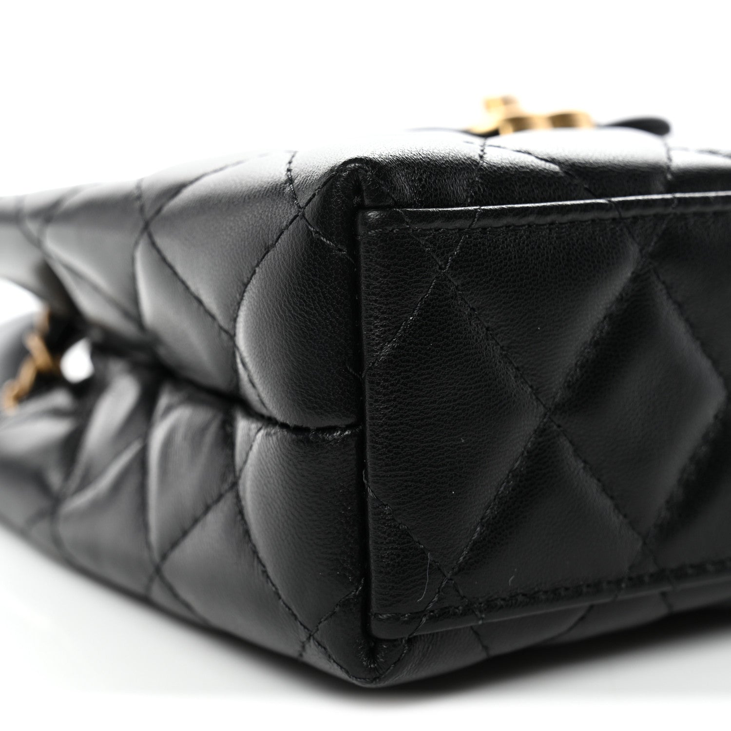 Chanel Shiny Aged Calfskin Quilted Nano Kelly Shopper Black Black 9 of 11