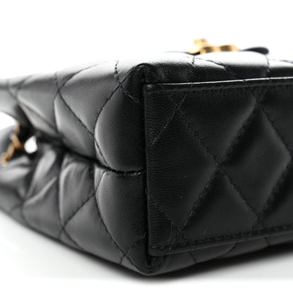 Chanel Shiny Aged Calfskin Quilted Nano Kelly Shopper Black Black 9 of 11