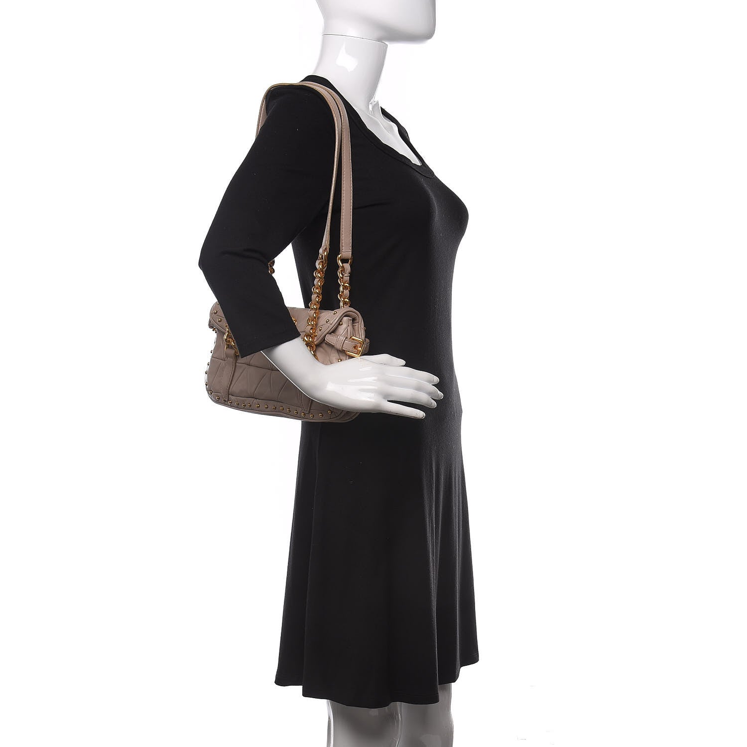 Miu Miu Nappa Quilted Studded Shoulder Bag Calce 2 of 18