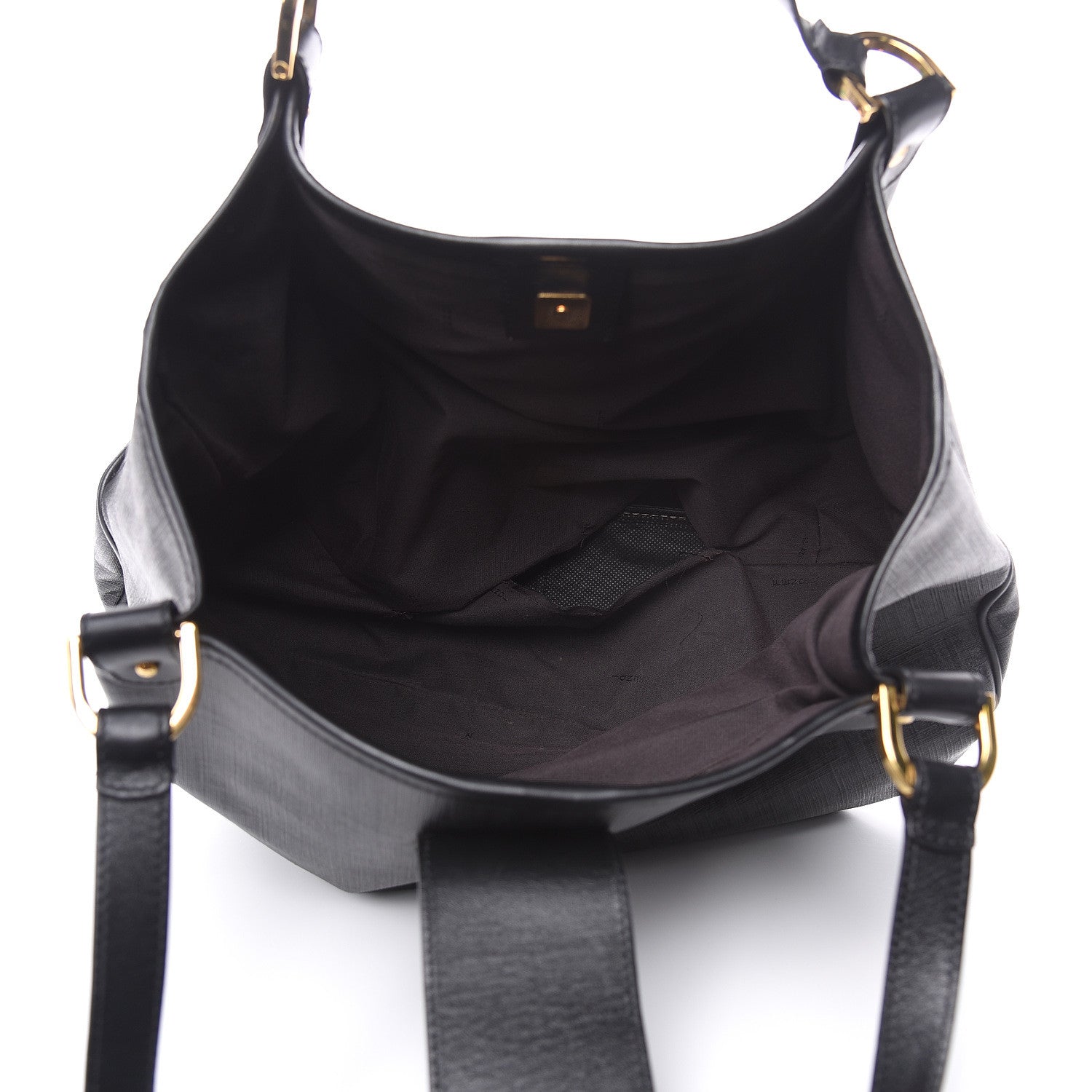 Fendi Zucchino Spalmati Vitello Medium Chiusura Tote Black 5 of 12