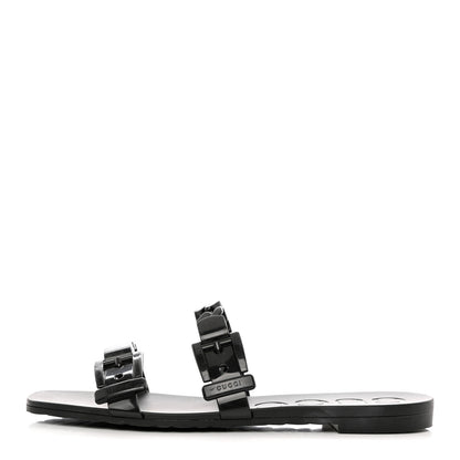Gucci Rubber Womens Slide Sandals 38 Black 1 of 9