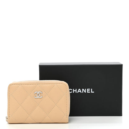 Chanel Caviar Quilted Zip Around Coin Purse Beige 8 of 8