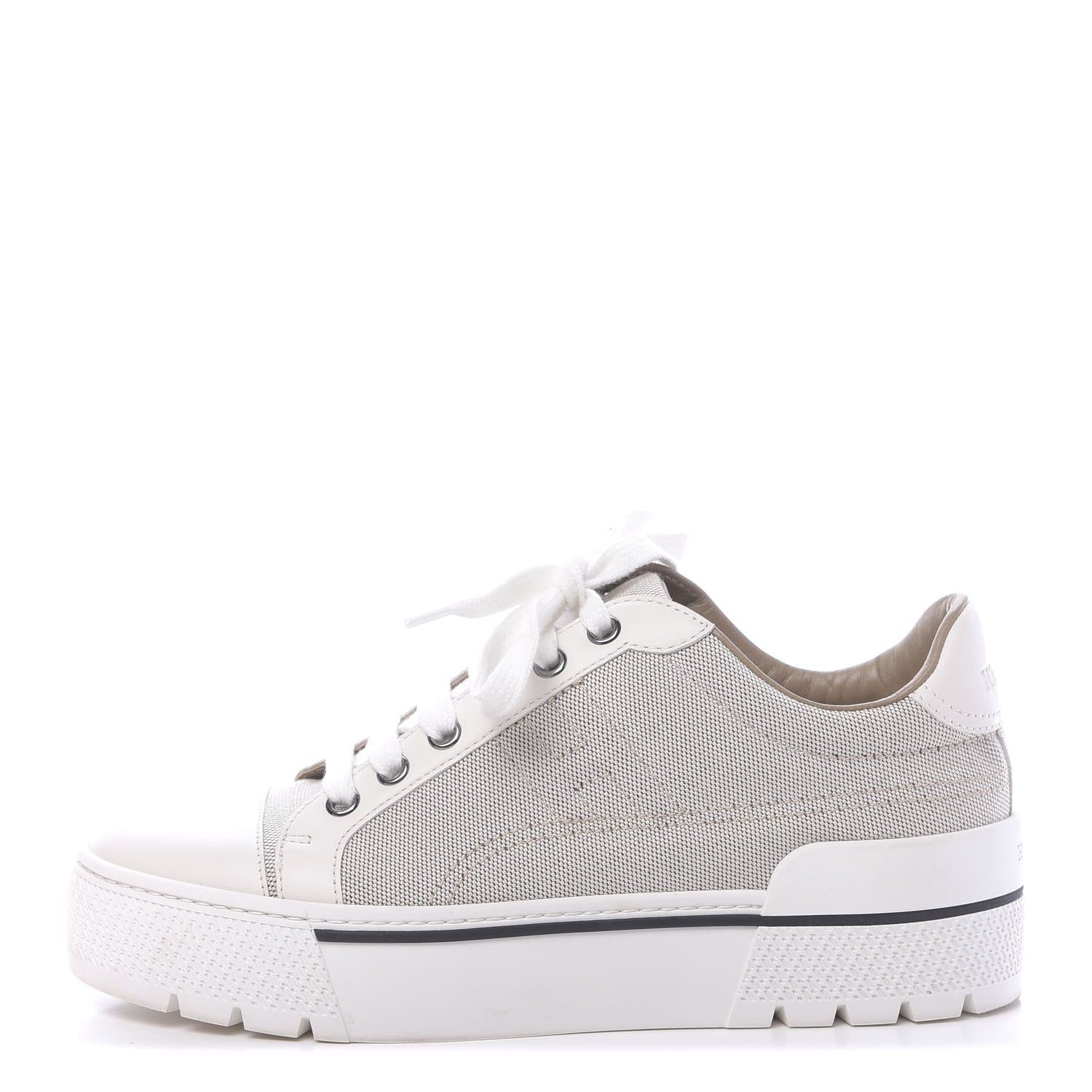Hermes Canvas Calfskin Womens Voltage Sneakers 36.5 Prunoir White 1 of 9