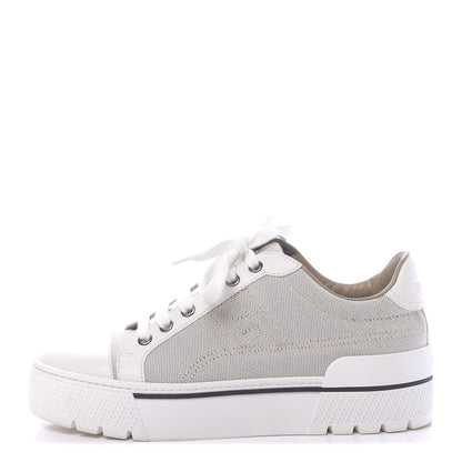 Hermes Canvas Calfskin Womens Voltage Sneakers 36.5 Prunoir White 1 of 9