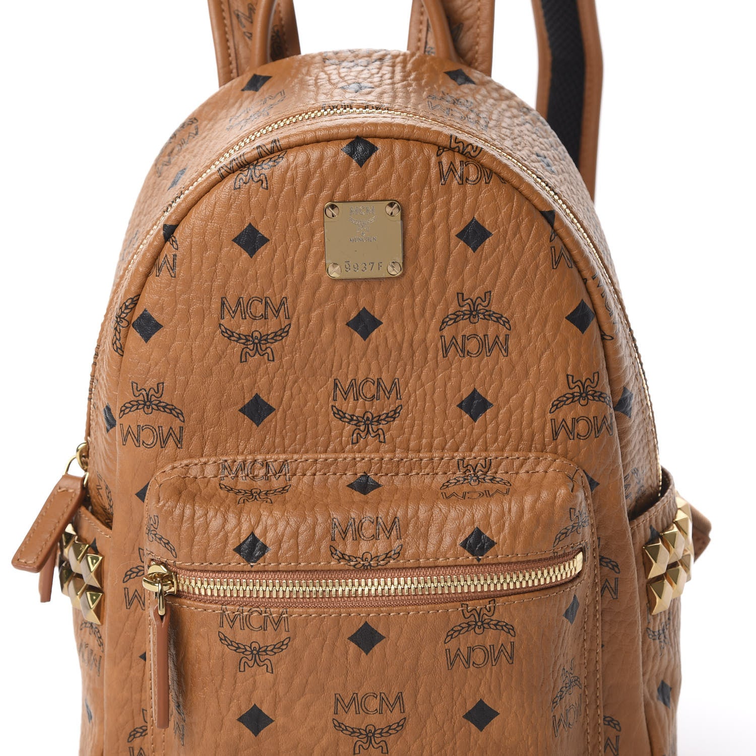 MCM Visetos Side Stud Mini Stark Backpack Cognac 7 of 9