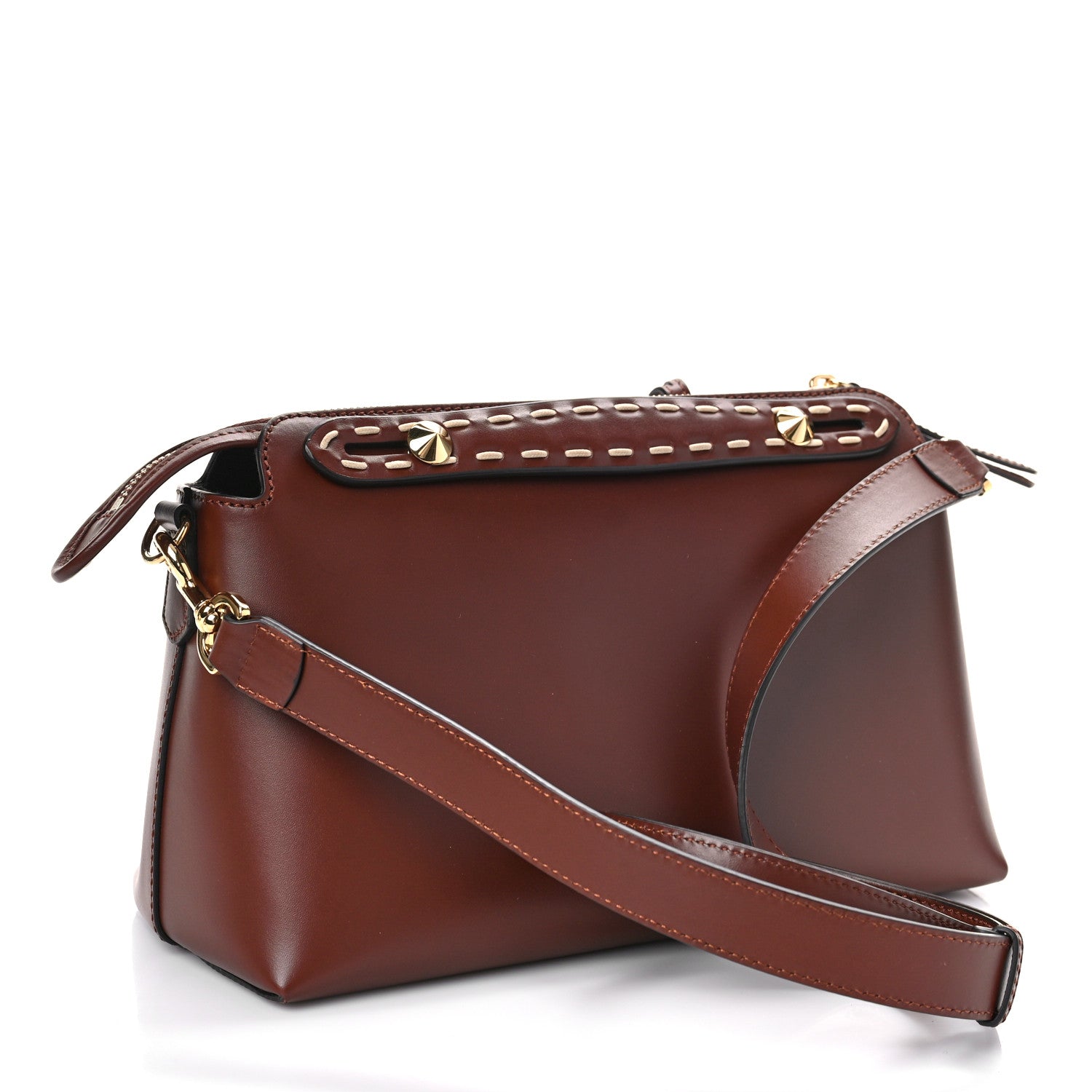 Fendi Vitello King Macro Stitchings Logo Medium By The Way Boston Bag Praline 3 of 9
