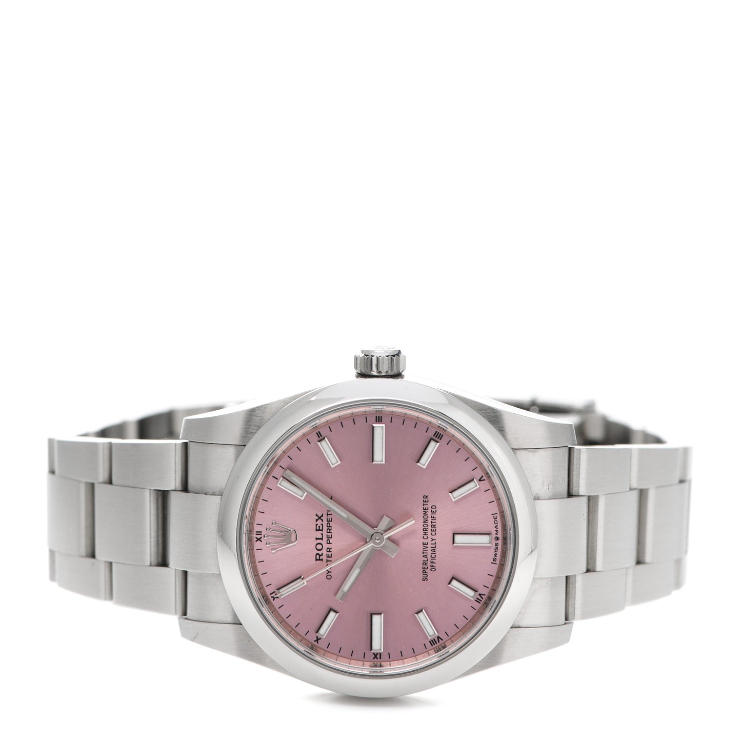 Stainless Steel 34mm Oyster Perpetual Watch Pink 124200