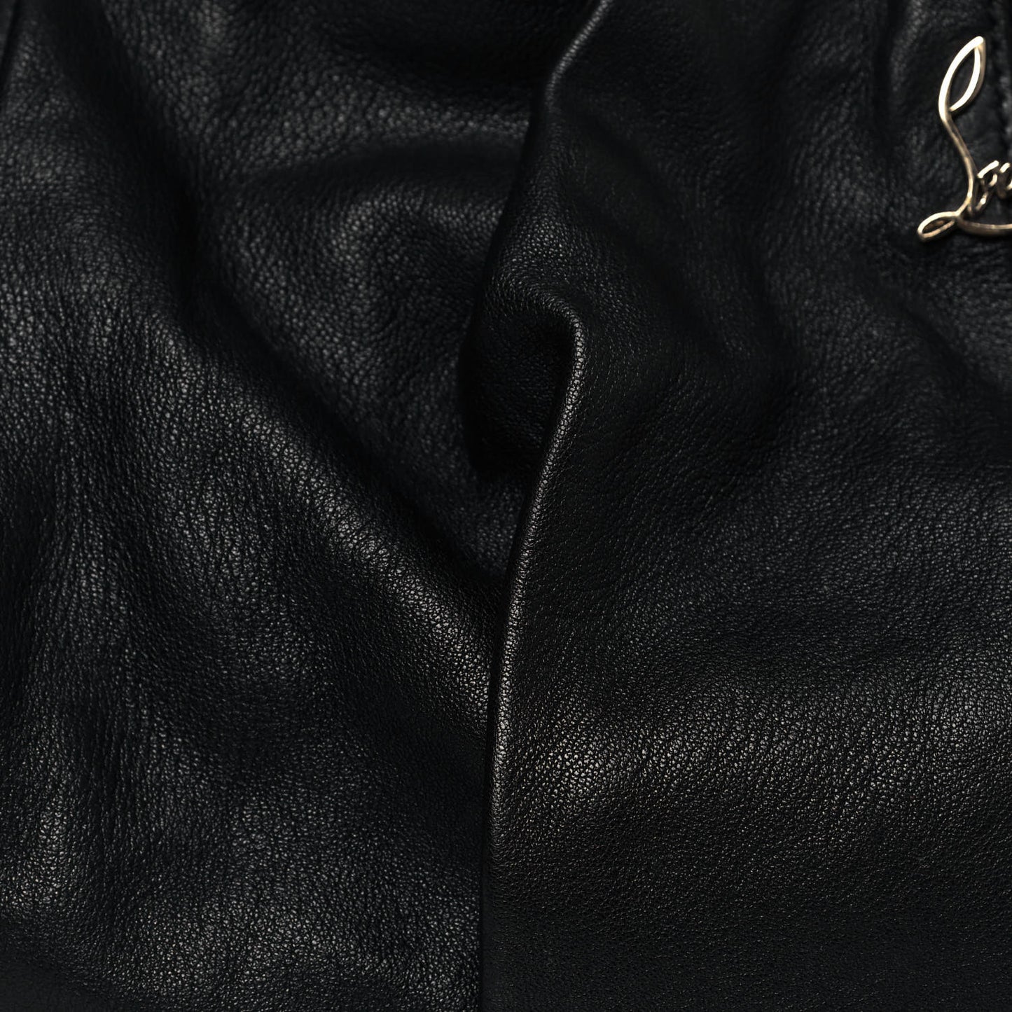 Calfskin Pleated Chain Hobo Black