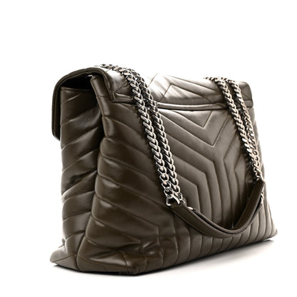 Saint Laurent Calfskin Y Quilted Monogram Large Loulou Chain Satchel Kaki Fonce 5 of 25