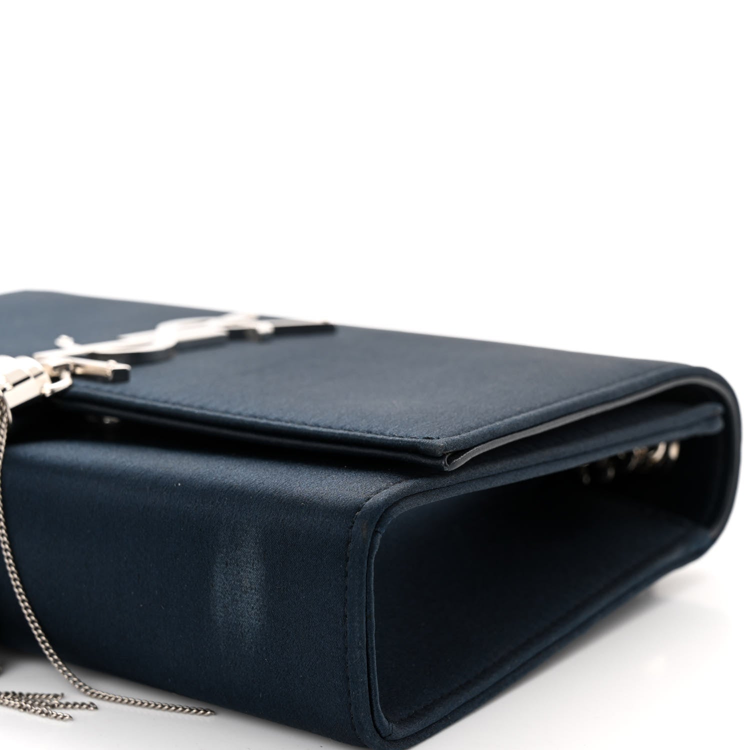 Saint Laurent Satin Small Classic Monogram Kate Tassel Satchel Navy Blue 9 of 11