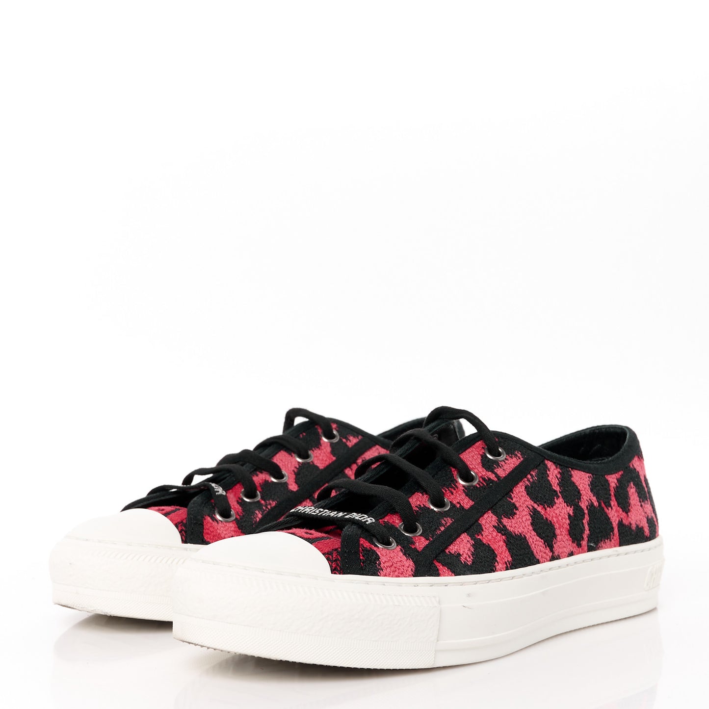 Cotton Mizza Embroidered Walk'N'Dior Low Top Sneakers 38 Framboise
