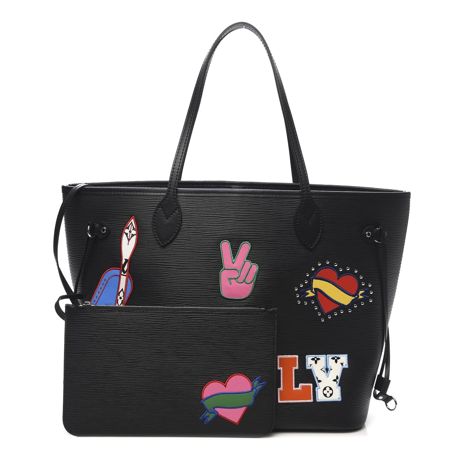 Louis Vuitton Epi Stickers Neverfull MM Black 1 of 10