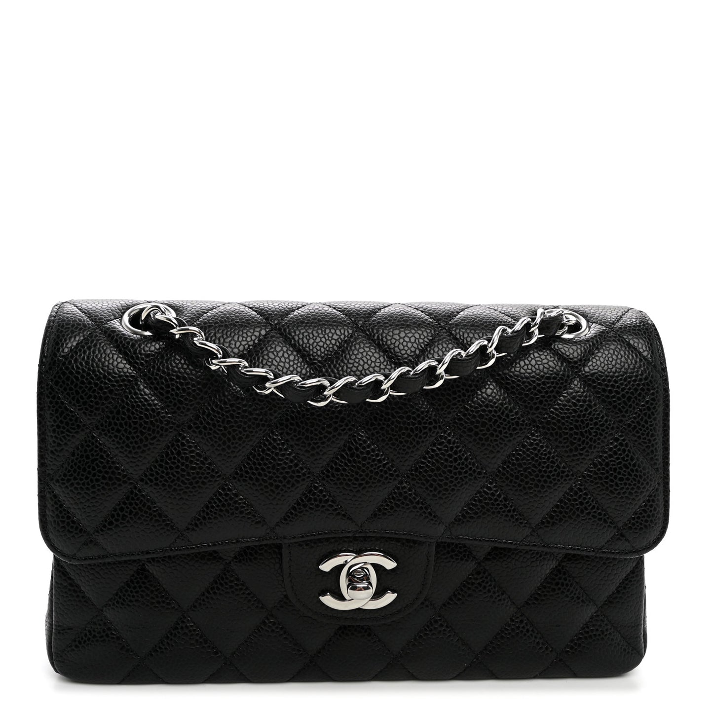 Caviar Quilted Small Double Flap Black