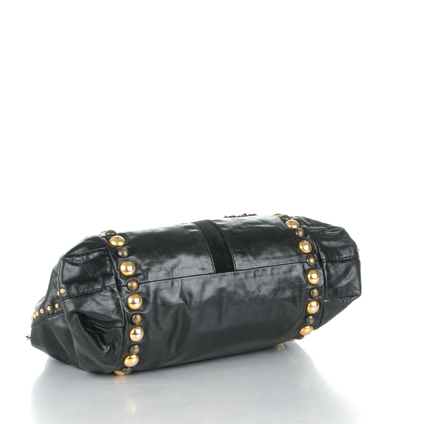 Calfskin Suede Fringe Large Babouska Tote Black