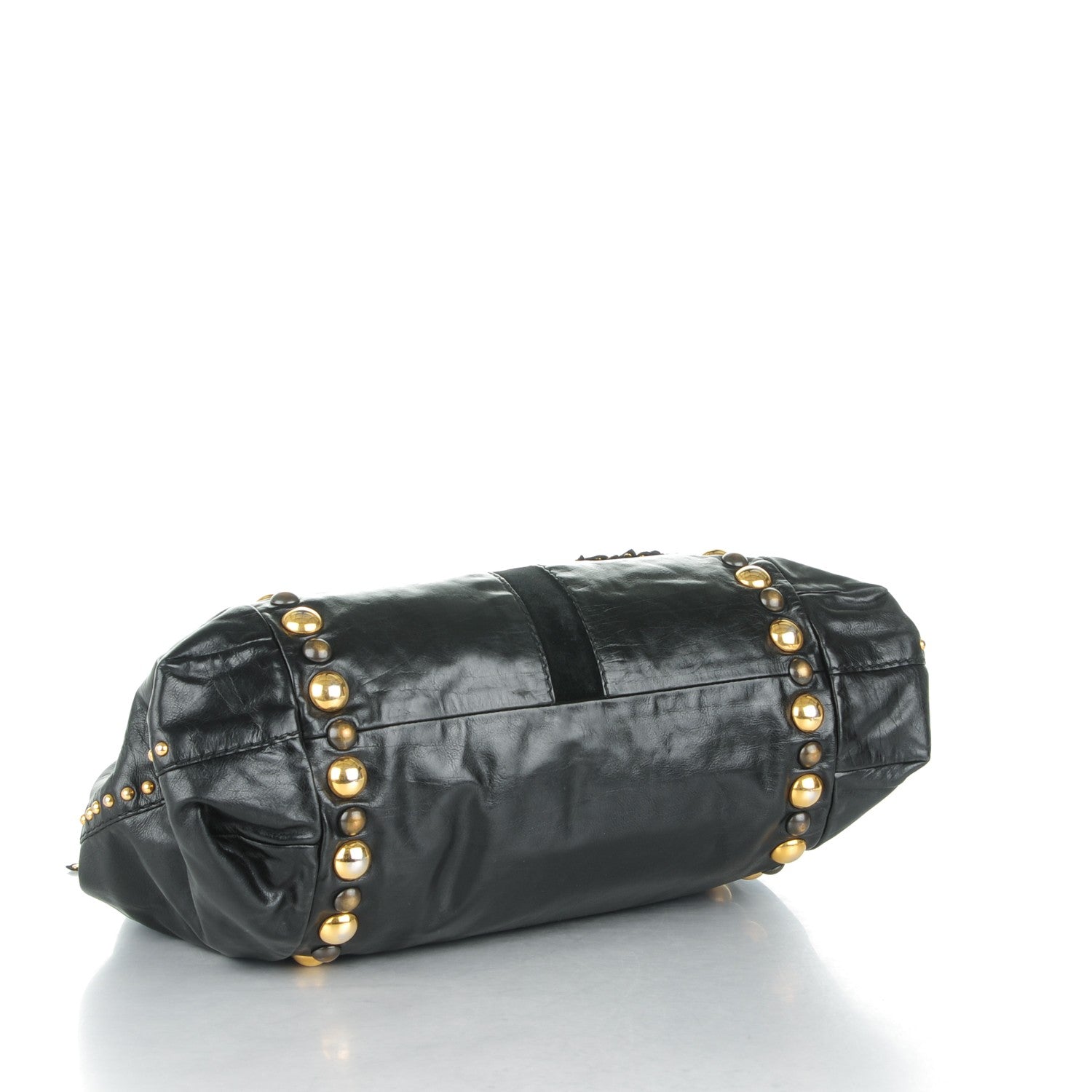 Gucci Calfskin Suede Fringe Large Babouska Tote Black 4 of 7