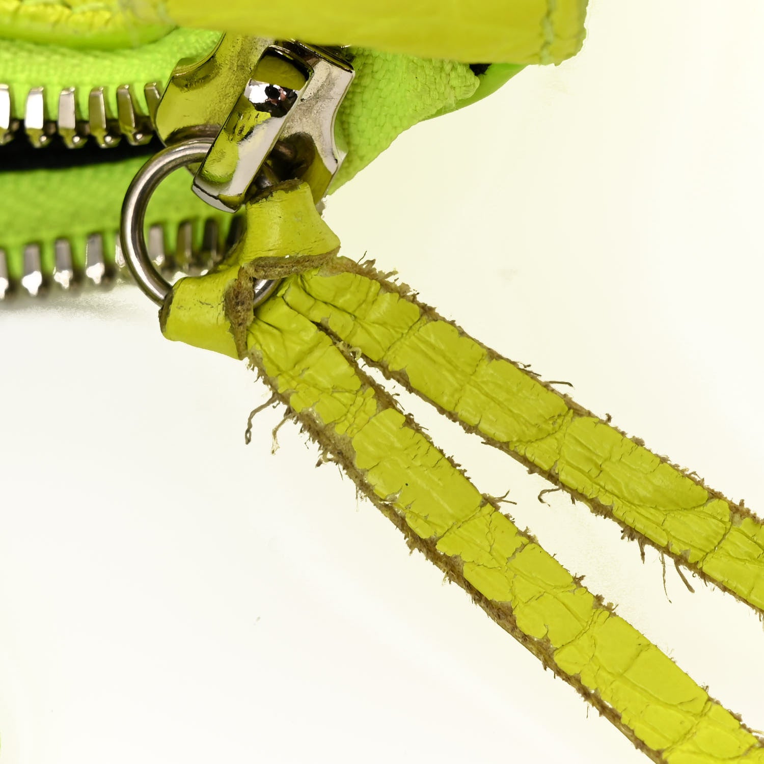 Balenciaga Extra Supple Calfskin Crocodile Embossed Le Cagole Shoulder Bag XS Fluo Yellow 13 of 13