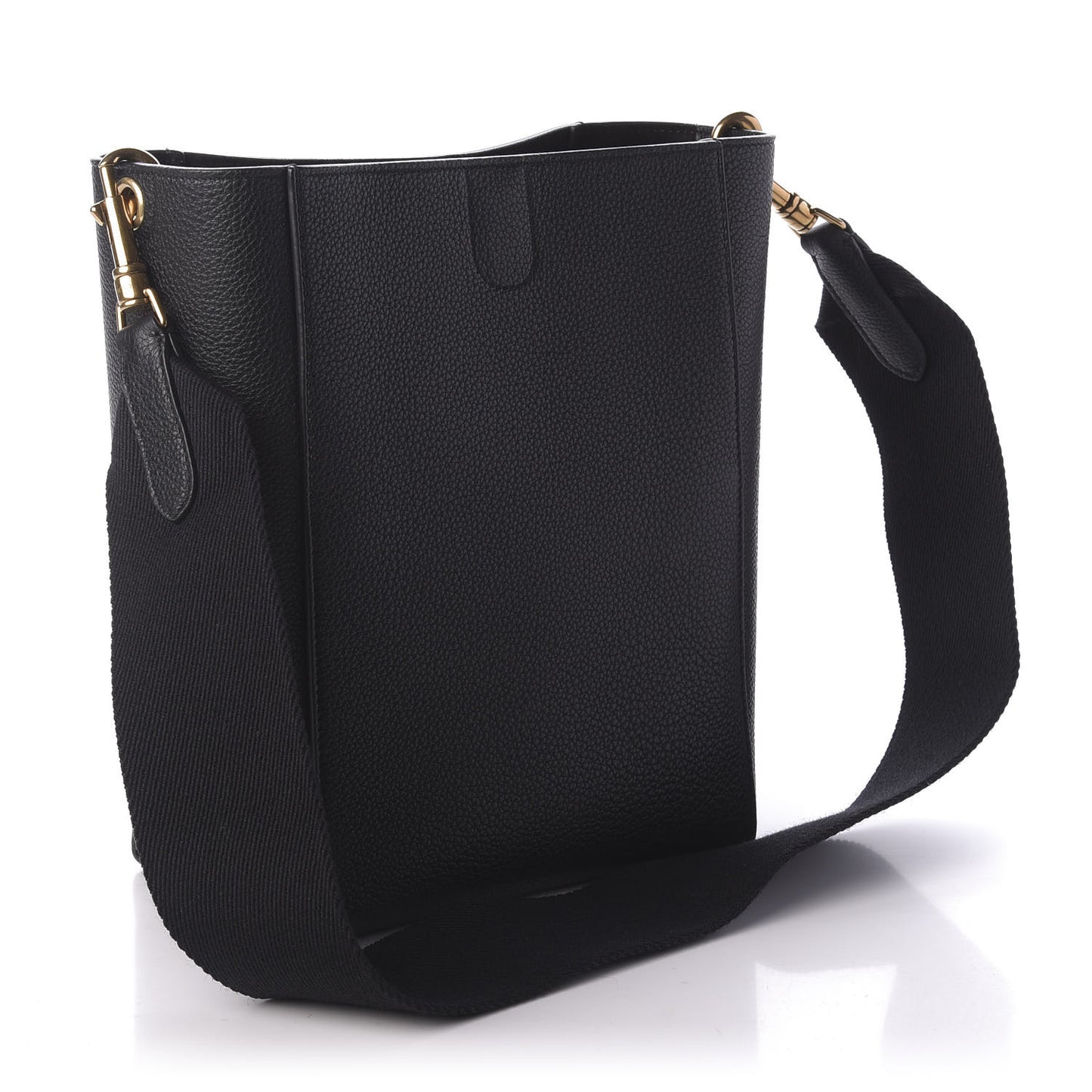 Soft Grained Calfskin Sangle Bucket Bag Black