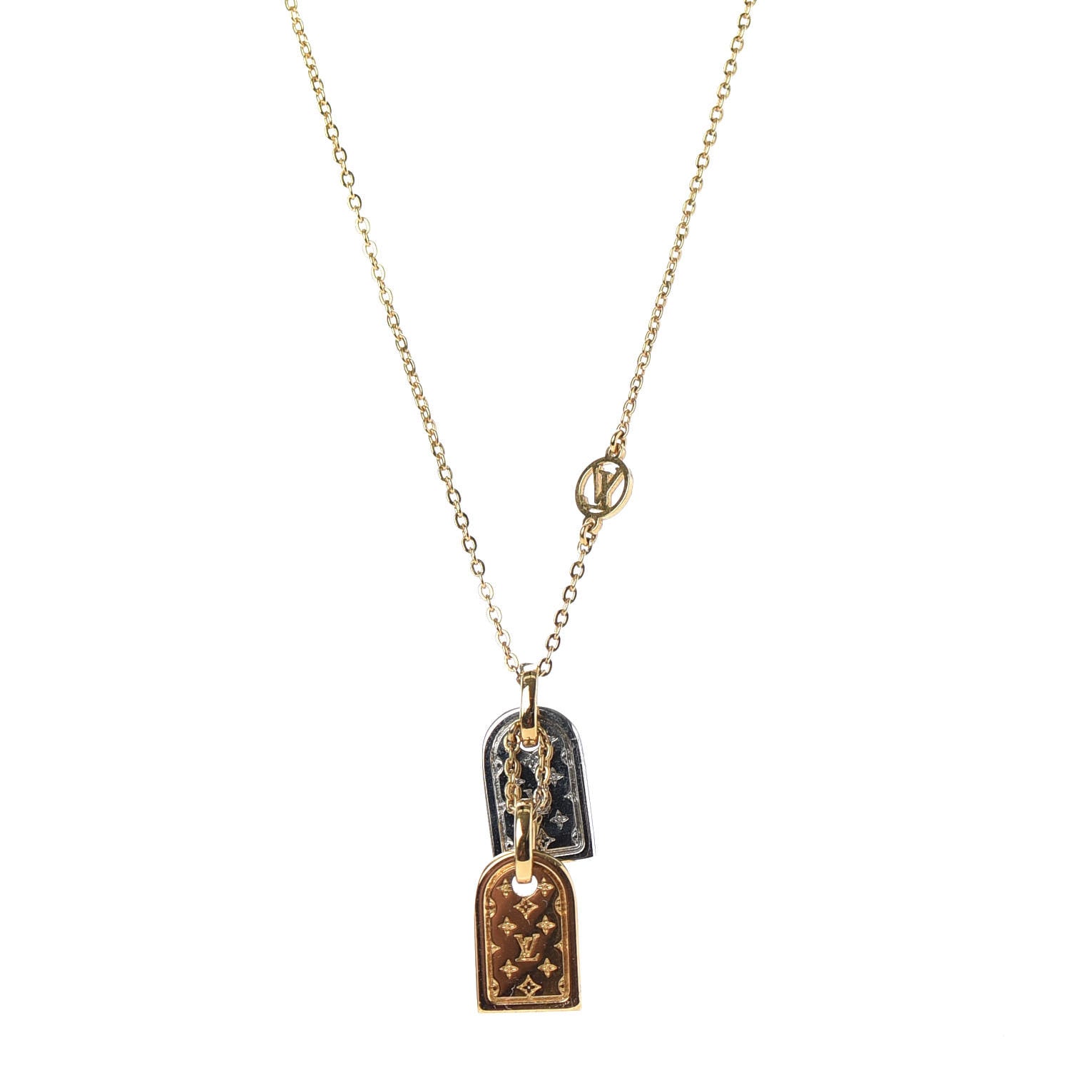 Louis Vuitton Nanogram Name Tag Necklace Gold 1 of 6