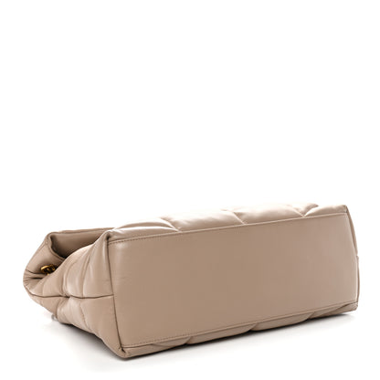 Saint Laurent Lambskin Quilted Medium Loulou Puffer Monogram Chain Satchel Dark Beige 4 of 11