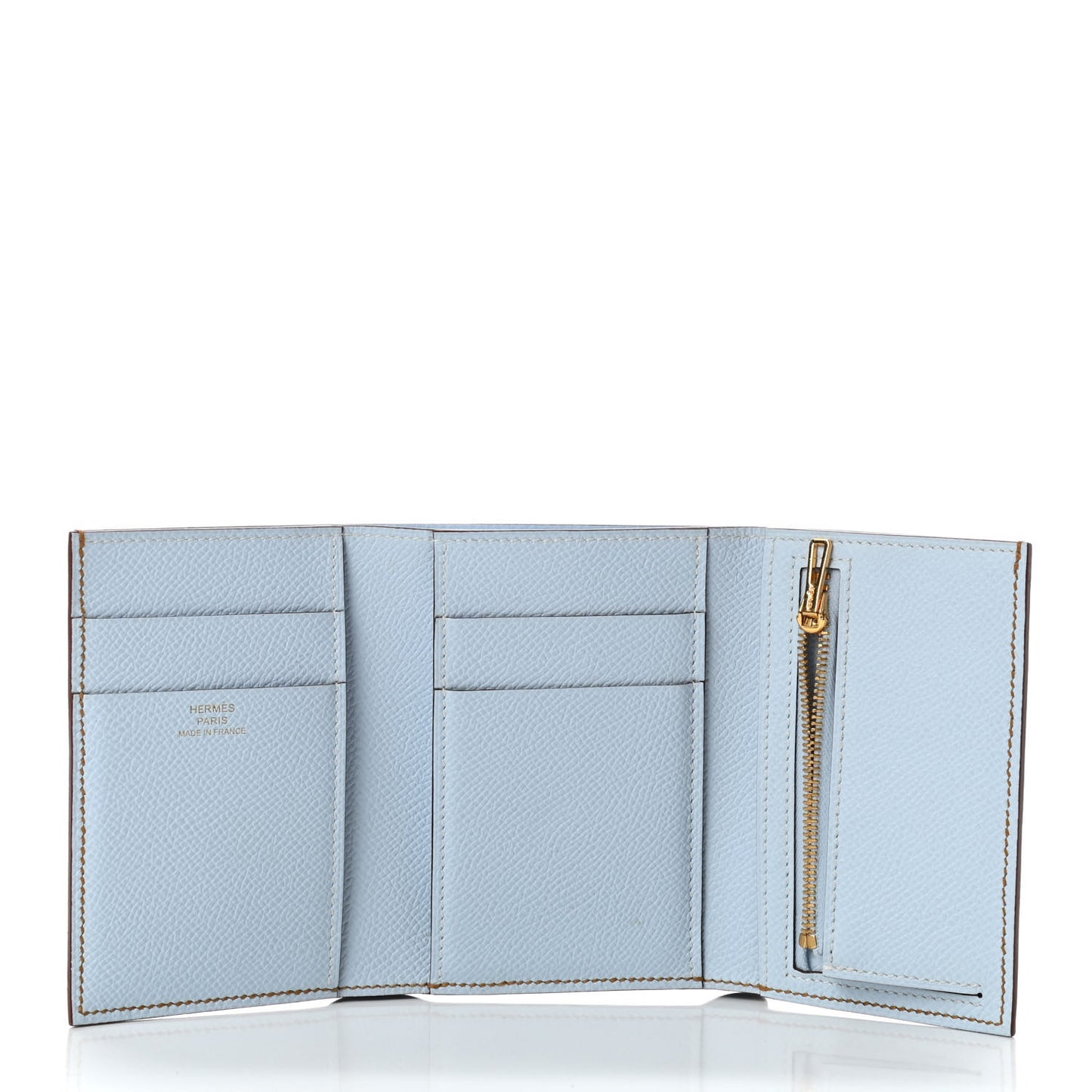 Epsom Verso Tri-Fold Bearn Compact Wallet Sesame Bleu Brume