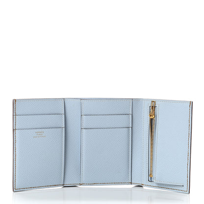 Hermes Epsom Verso Tri-Fold Bearn Compact Wallet Sesame Bleu Brume 5 of 6
