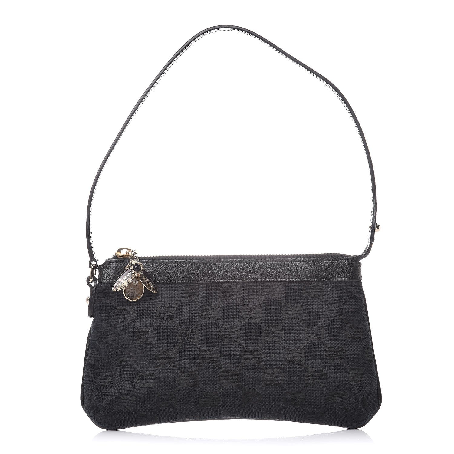 Gucci Monogram Bumble Bee Charm Pochette Black 1 of 7