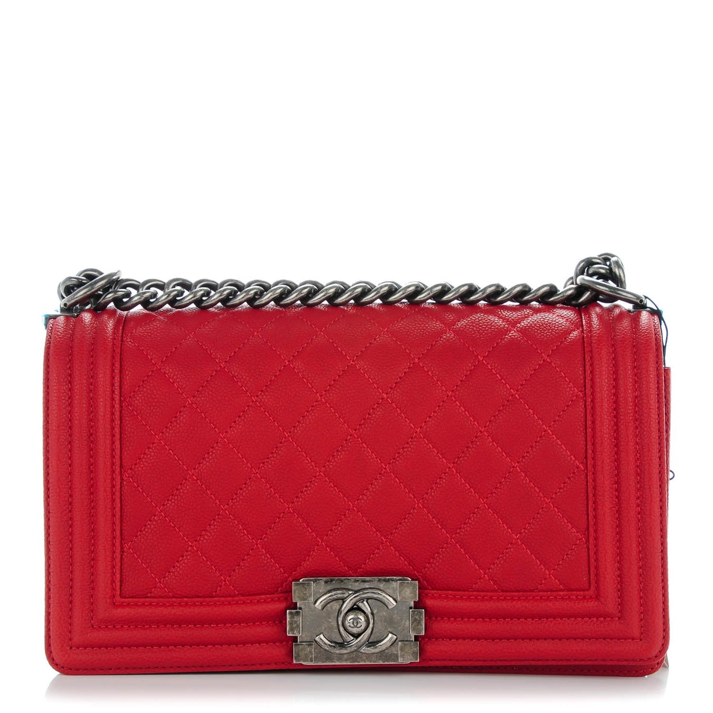 Caviar Quilted Medium Boy Flap Red
