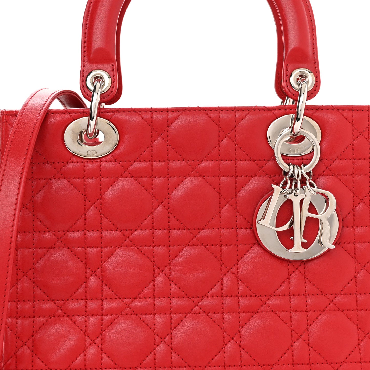 Lambskin Cannage Medium Lady Dior Red