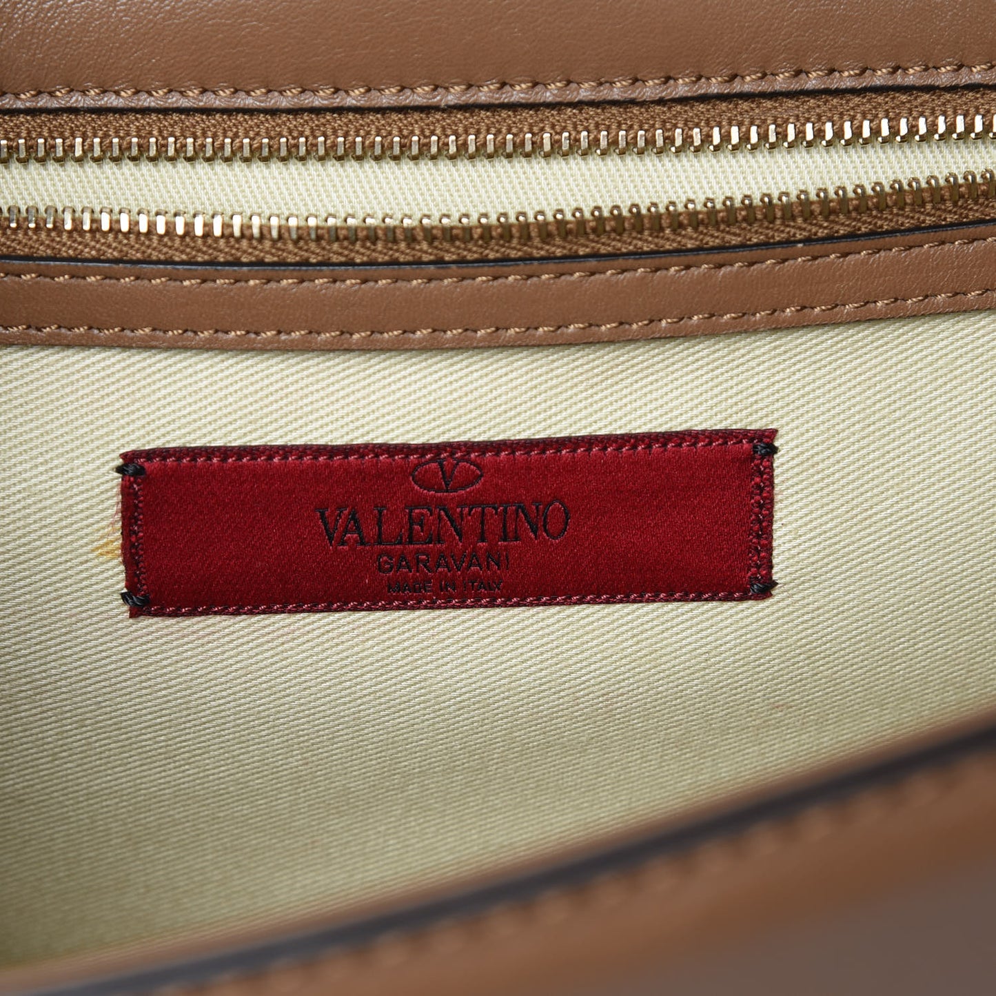 Vitello Medium Glam Lock Rockstud Flap Nocciola