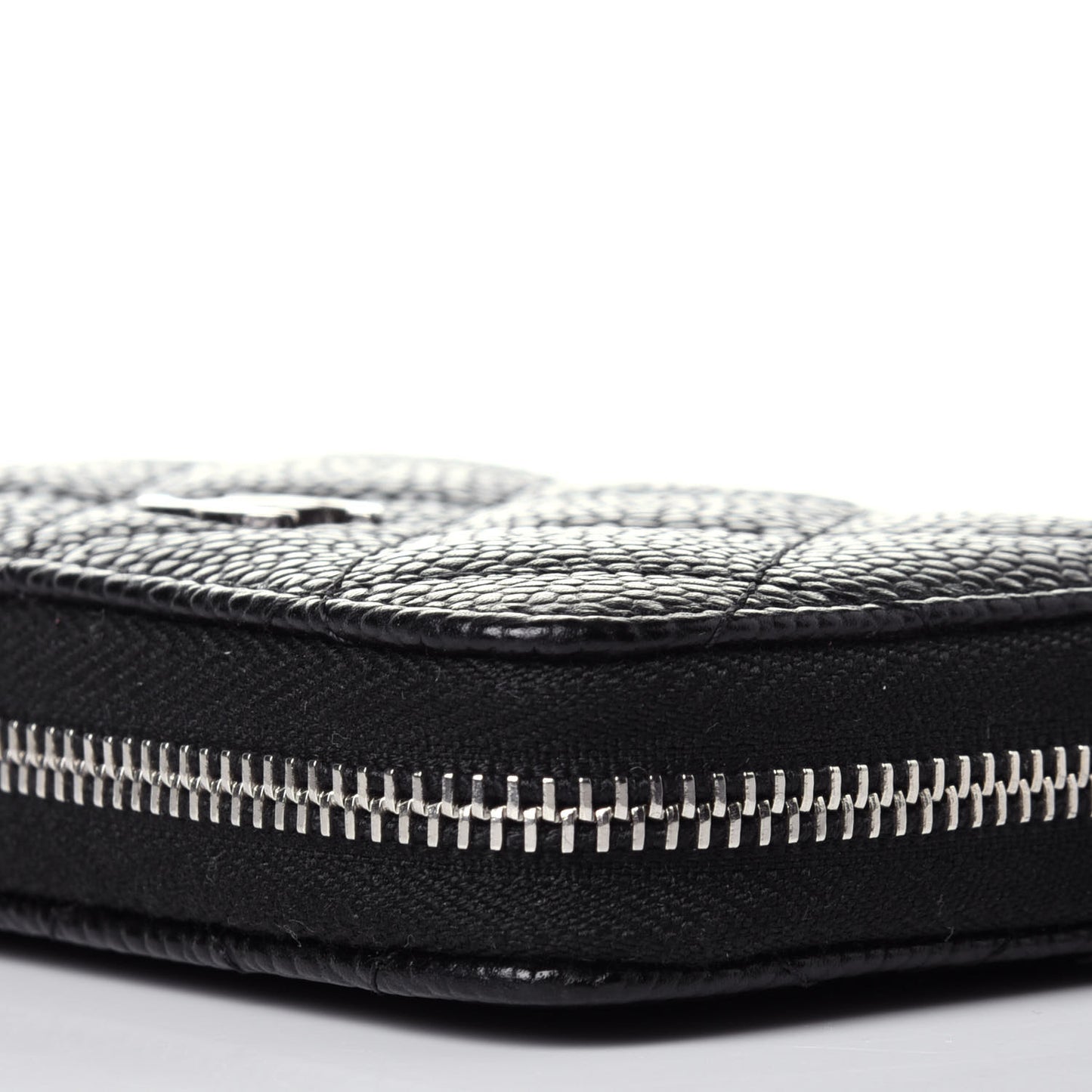 Caviar Quilted Zip Coin Purse Black