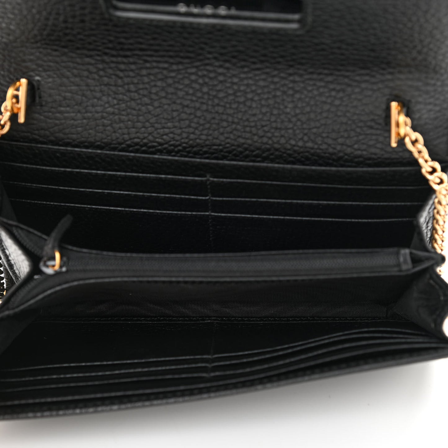 Calfskin Petite GG Marmont Wallet Chain Bag Black