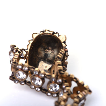 Gucci Metal Crystal Lion Head Bracelet S Aged Gold 5 of 9