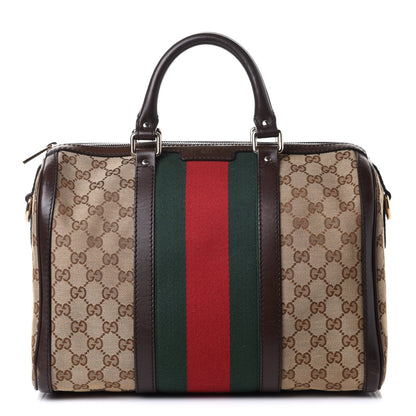Gucci Monogram Vintage Web Medium Boston Dark Brown 1 of 11