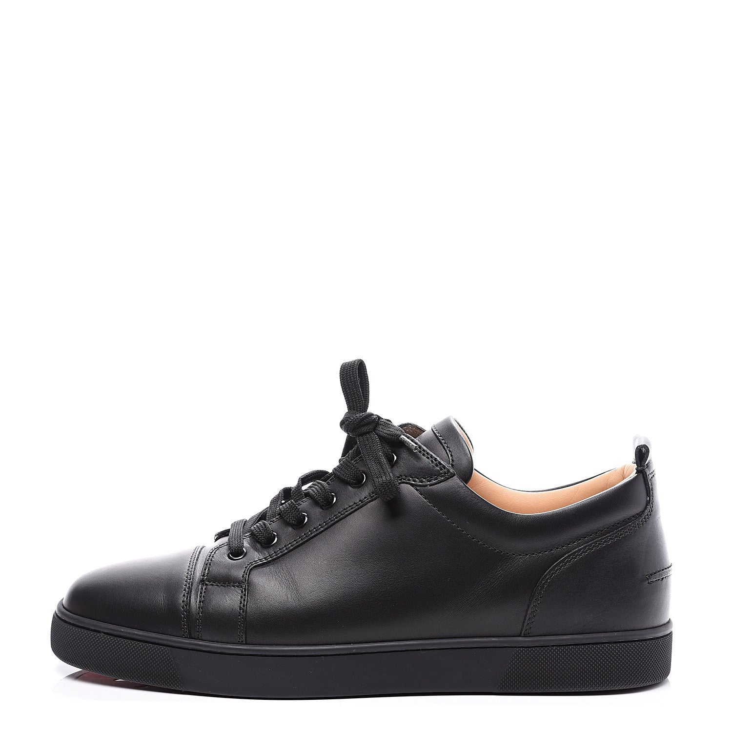 Christian Louboutin Calfskin Mens Louis Junior Flat Sneakers 44.5 Black 1 of 11