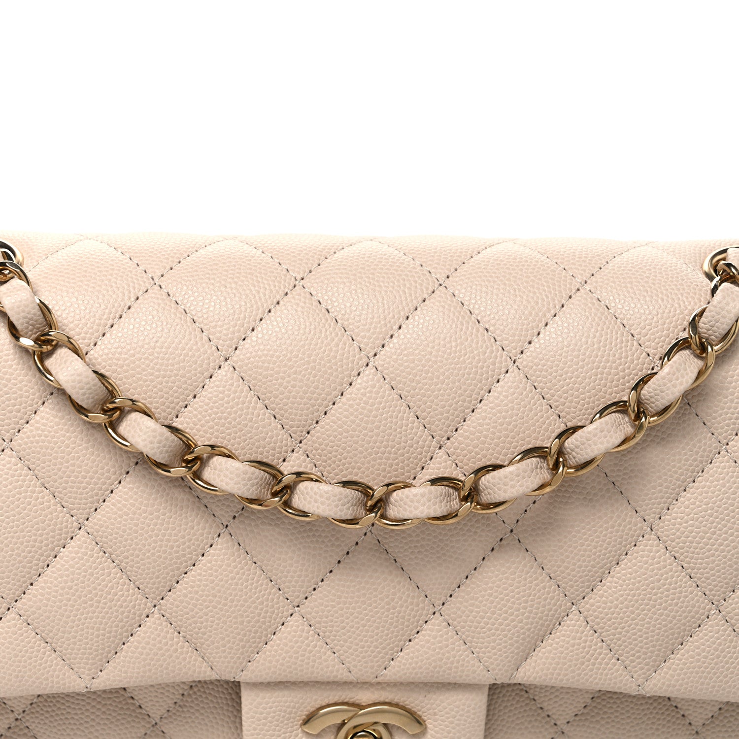Chanel Caviar Quilted Medium Double Flap Ecru 7 of 9