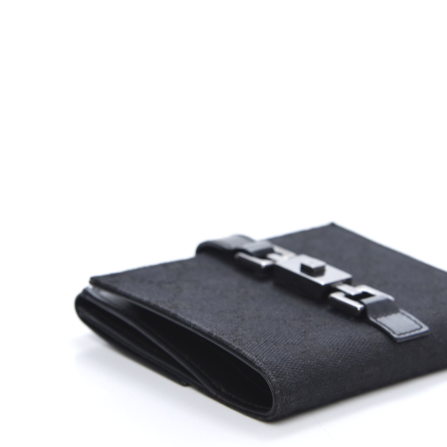 Gucci Monogram Piston Lock Compact Wallet Black 6 of 11