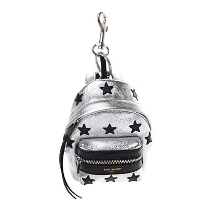 Saint Laurent Metallic Calfskin Toy California Backpack Star Keychain Silver 1 of 5