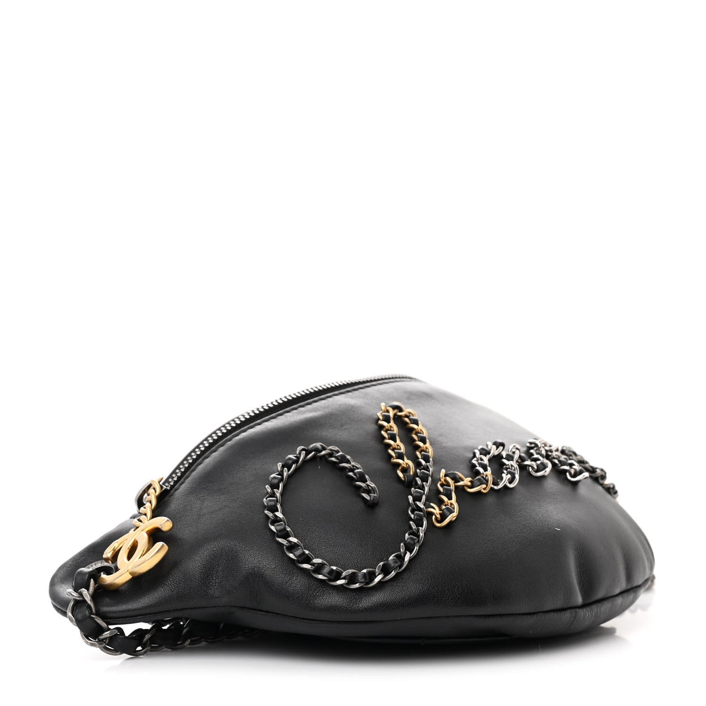Calfskin Chain 20s Signe Waist Bag Black