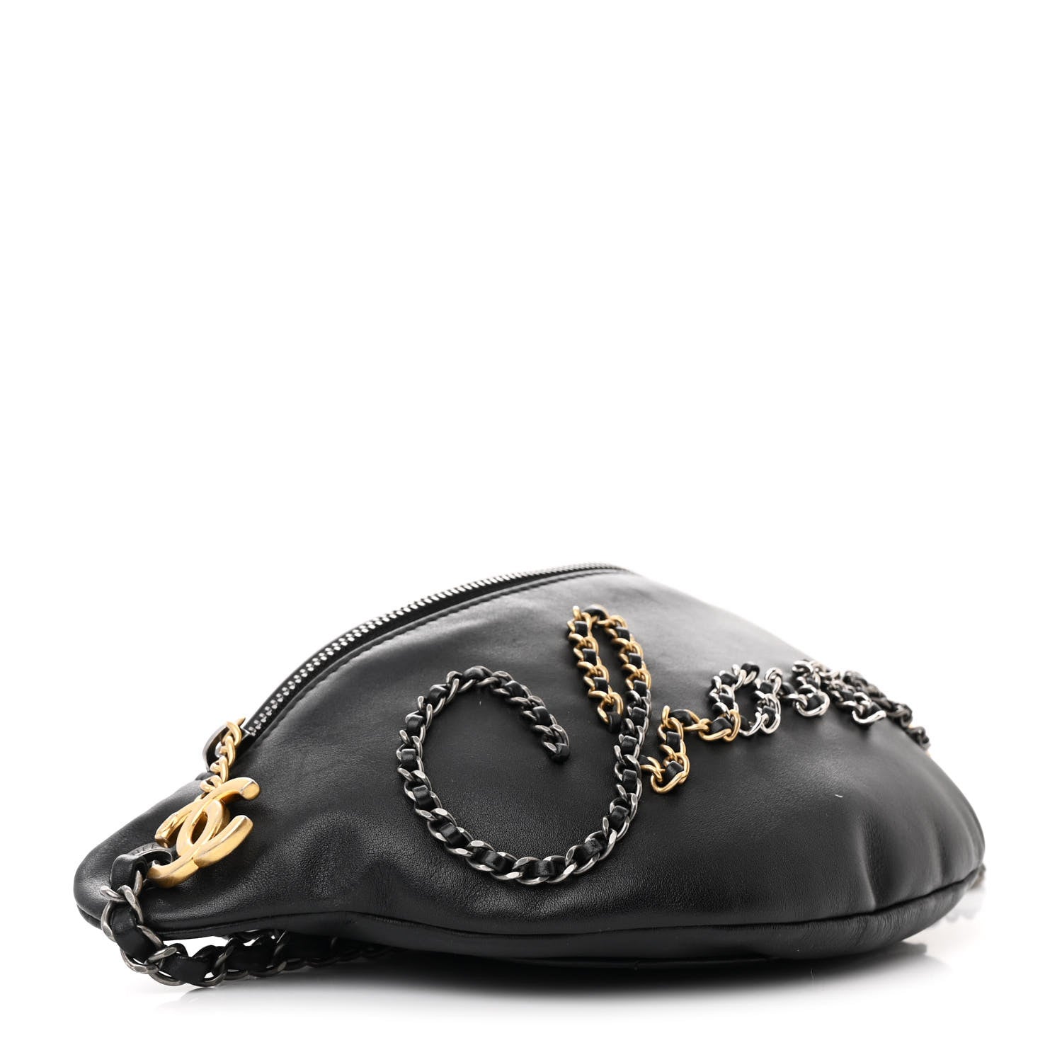 Chanel Calfskin Chain 20s Signe Waist Bag Black 4 of 10