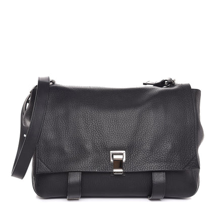 Proenza Schouler Pebbled Calfskin Double Sided PS Courier Bag Black 1 of 8