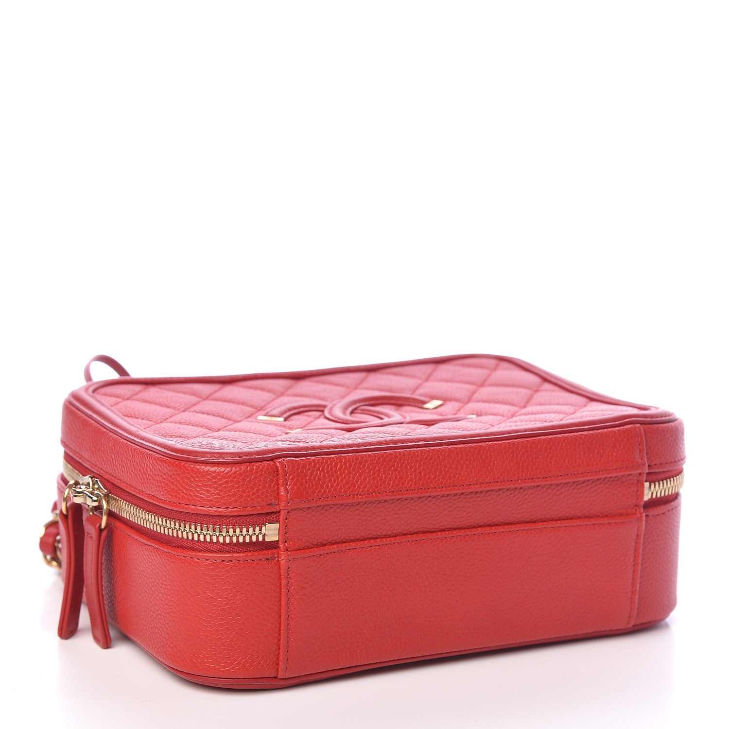 Chanel Caviar Quilted Medium CC Filigree Vanity Case Red 4 of 13