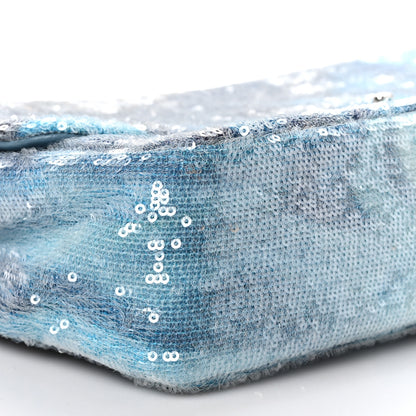 Chanel Sequin Large Waterfall Flap Light Blue 9 of 10