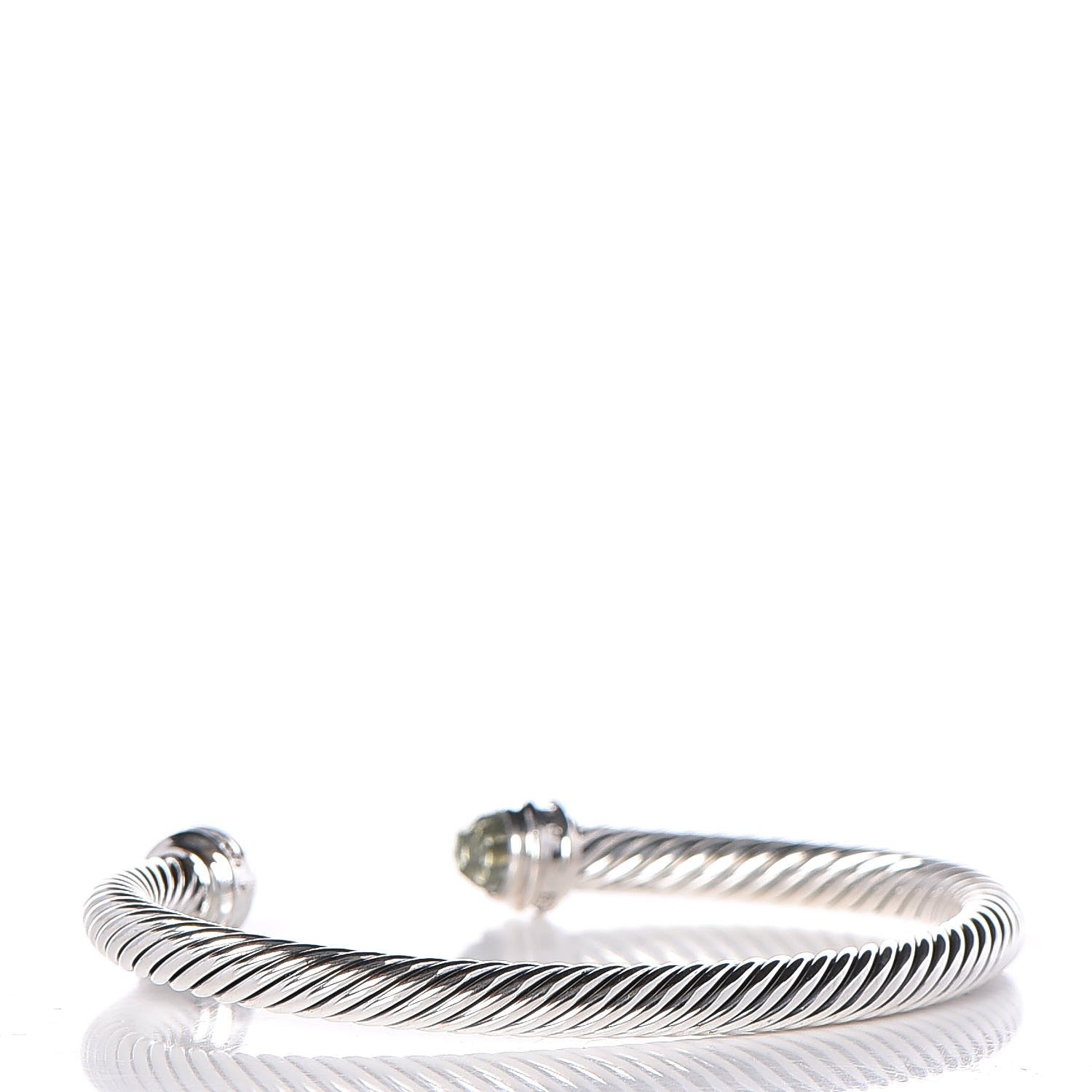 David Yurman Sterling Silver Diamond Prasiolite 5mm Cable Classics Princess Bracelet 3 of 6