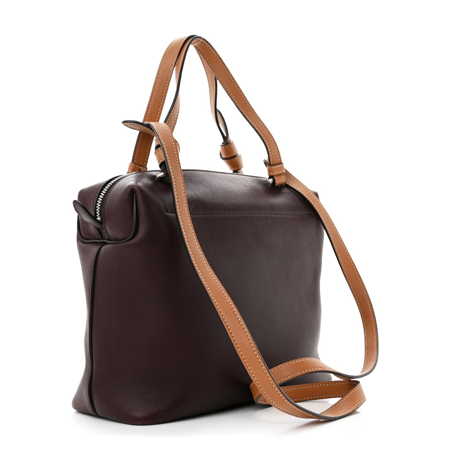 Lambskin Small Soft Cube Satchel Burgundy