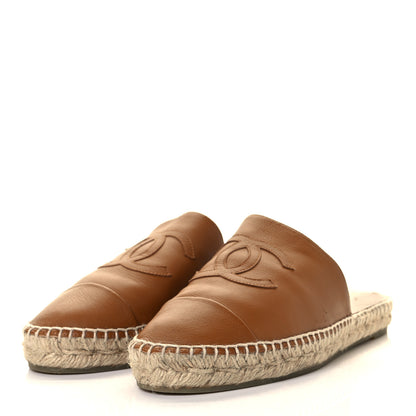 Chanel Calfskin CC Espadrille Mules 40 Light Brown 6 of 24