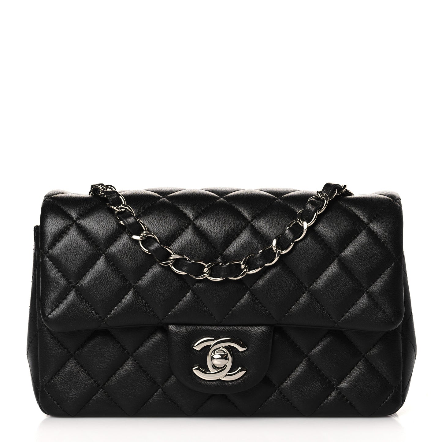 Lambskin Quilted Mini Rectangular Flap Black